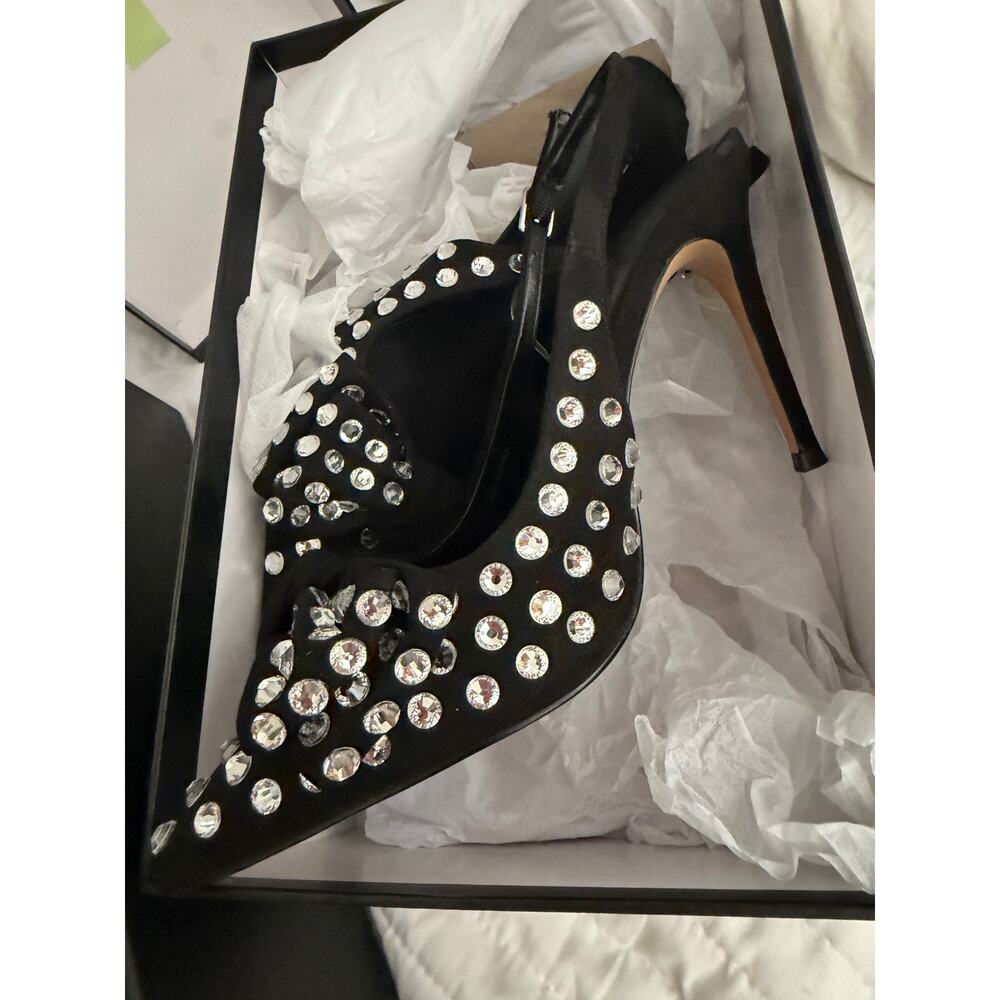 Copied - Aminah bow sling back black strass Gemma heels sz 5.5 - Picture 5 of 6